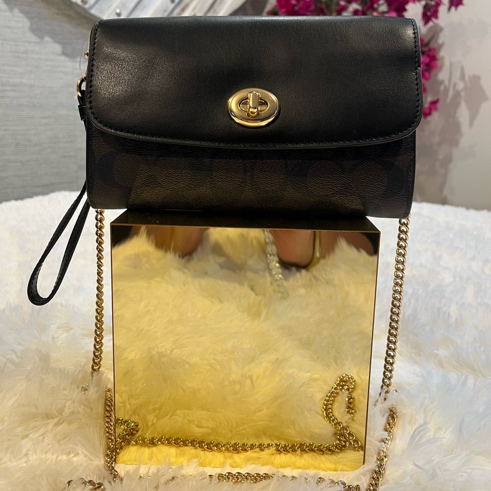 Elegant Black and Brown Women's Coach Bag.
